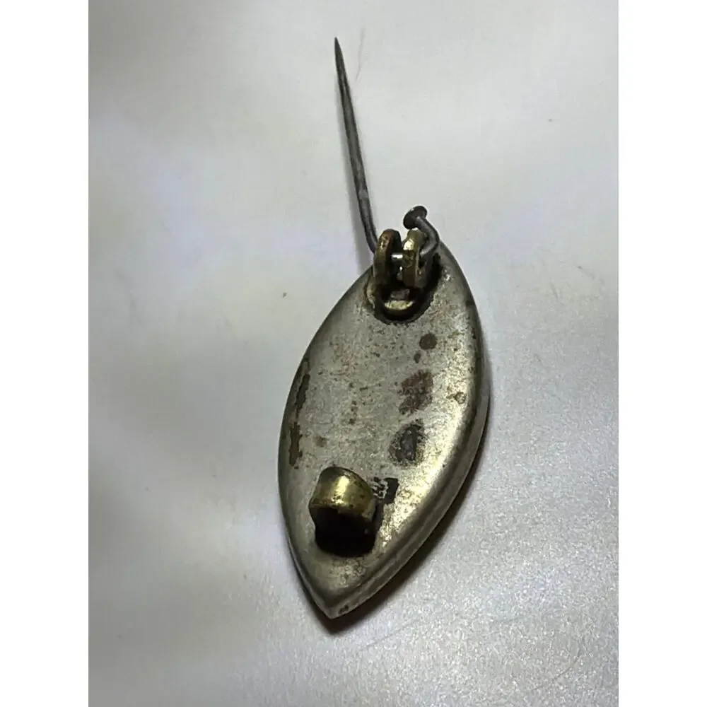 Vintage Abalone Shell Marquise Brooch Pin Sterling Silver Mother of Pearl MOP